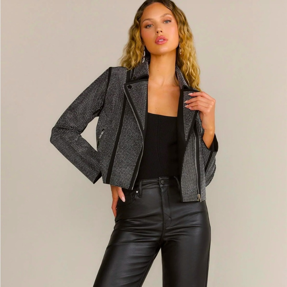 You NEVER saw a moto jacket quite like this! Bling and glitz! What a combo!